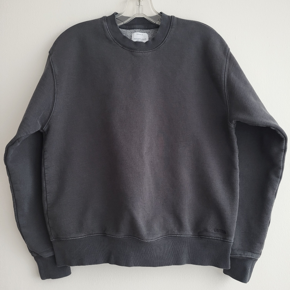 Aritzia Sweatfleece Perfect Fit Crew Sweatshirt S Faded Black